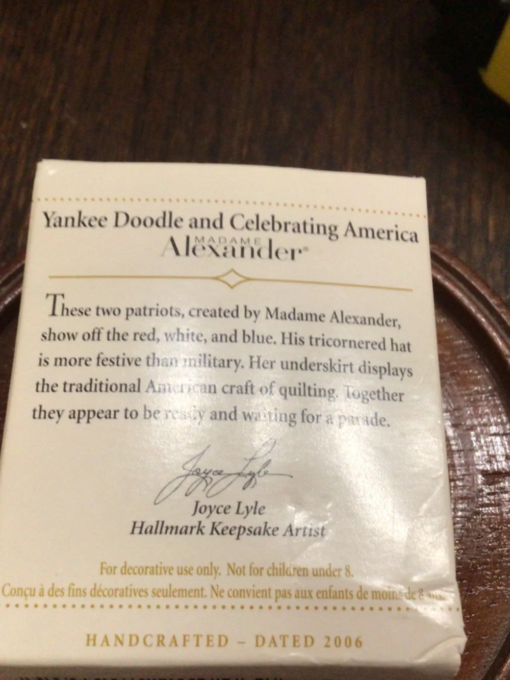 Vintage Hallmark Miniature Yankee Doodle & Celebrating America.Madame Alexander